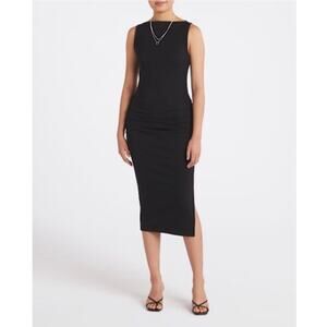 Michael Stars Charlotte Midi Dress Black Ultra Rib Sleeveless NWT M